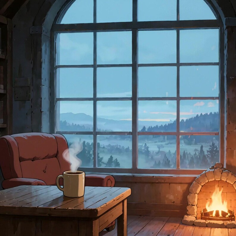 Cozy Library Fireplace Animated Background for Lofi Streams · 1080p MP4 image 2