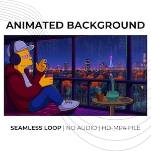 Lofi Rainy City Animated Background: Seamless Loop Hd Mp4 For Streaming & Virtual Meetings and Chill Vibes