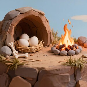 Cozy Claymation Cave Campfire Animated Background for VTuber Stream · 1080p MP4 image 2