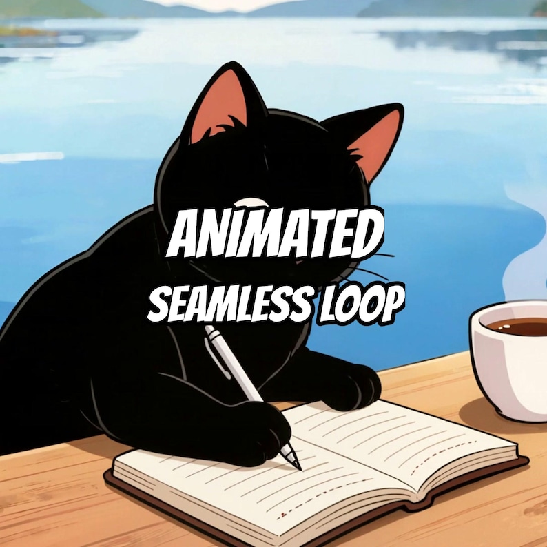 Animierte Hintergrundgrafik „Black Cat Lake Study“ für Spotify Canvas · 1080p MP4 Bild 1