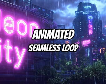 Cyberpunk slaapkamer neon stad regen geanimeerde achtergrond voor streaming · 1080p MP4