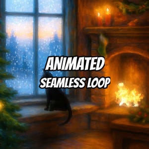 Cozy Christmas Fireplace Snowman Window Animated Background for Ambient Wallpaper · 1080p MP4 image 1