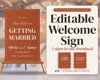 Wedding Welcome Sign Template, These Kids Are Getting Married Poster, Editable in Canva and Google Slides, Photo Sign, 18x24, 24x36, A2