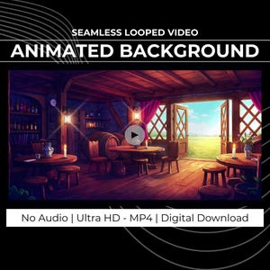 Cozy Fantasy Tavern Animated Background | Stream Overlay VTuber OBS Twitch YouTube | HD Seamless Loop Gaming Scene Digital Download