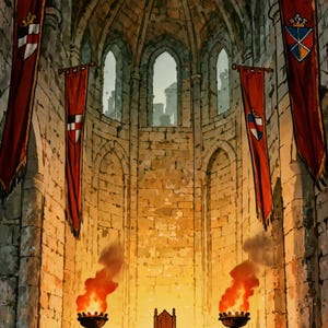 Ancient Stone Throne Room Fire Animated Background for VTubers · 1080p MP4 image 2