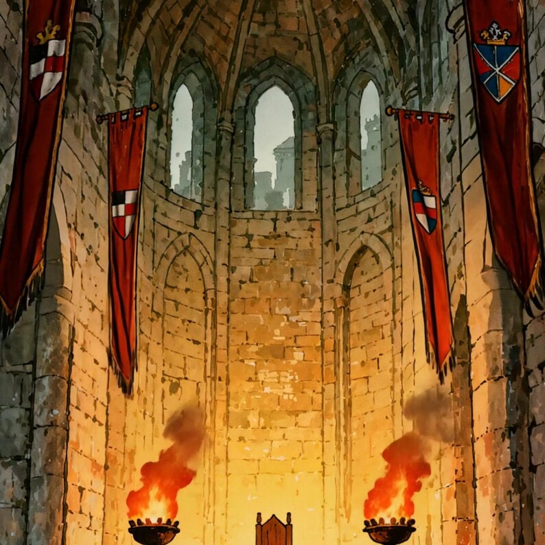 Ancient Stone Throne Room Fire Animated Background for VTubers · 1080p MP4 image 2