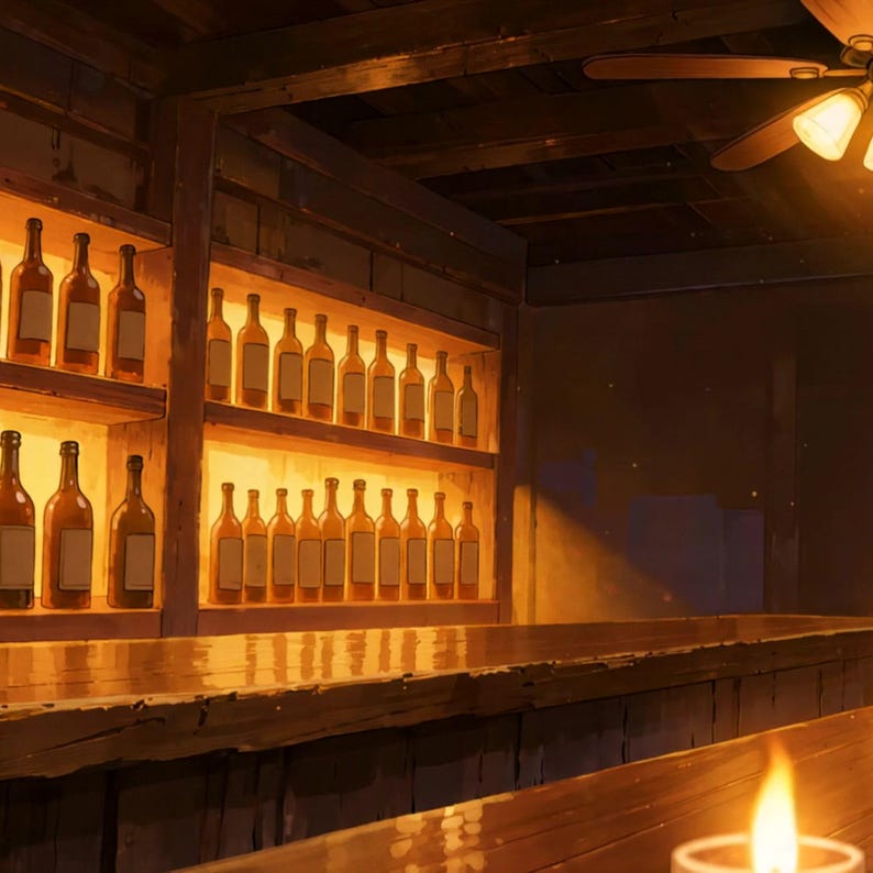 Gemütlicher, kerzenbeleuchteter Bar-Innenraum – animierter Hintergrund für Lernsitzungen · 1080p MP4 Bild 2