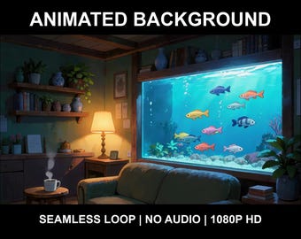 Aquarium Window With Swimming Fish Animated Background for Streaming · 1080p MP4