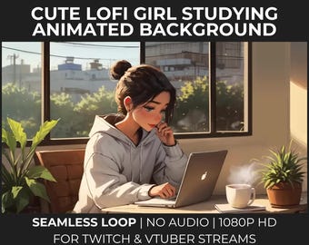 Lofi Girl Study Loop: geanimeerde streamachtergrond (digitale download MP4-bestand van 1080p)