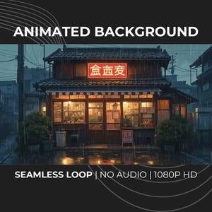 Rainy Japanese Storefront Animated Background Loop | 1080p Twitch YouTube OBS Lo-fi Stream Overlay | Cozy Asian Street Night Scene