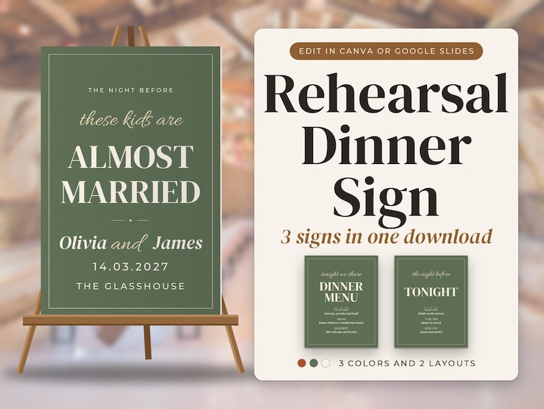 Rehearsal Dinner Sign Template
