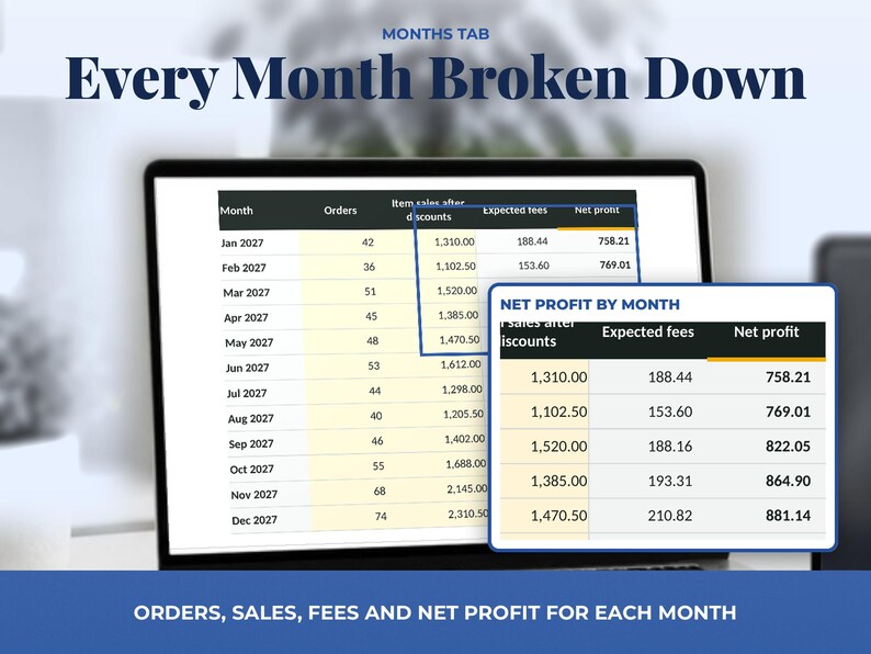 Small Business Bookkeeping Spreadsheet with Monthly Profit and Fee Dashboard, image 4