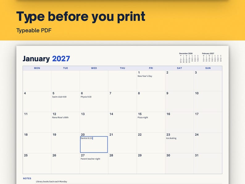 2027 Monthly Calendar Printable, image 8