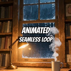 Cozy Rainy Window Desk Animated Background for Lofi Videos · 1080p MP4 image 1