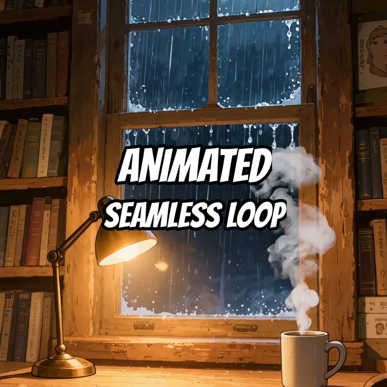 Cozy Rainy Window Desk Animated Background for Lofi Videos · 1080p MP4 image 1