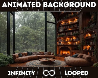 Cozy Forest Library Animated Background for Lofi and Study · 1080p MP4