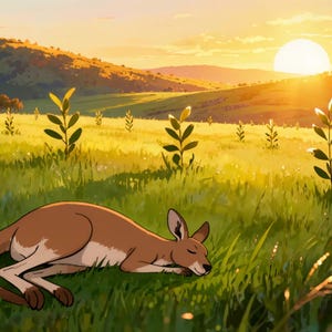 Sleeping Kangaroo Golden Hour Field Animated Background for Live Streams · 1080p MP4 image 2