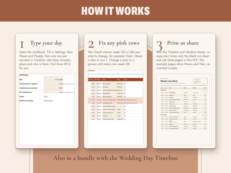 Wedding Vendor Run Sheet Template for Day of Coordinators, image 15