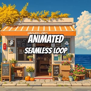 Cozy Autumn Cafe Street Animated Background for Lofi Videos · 1080p MP4 image 1