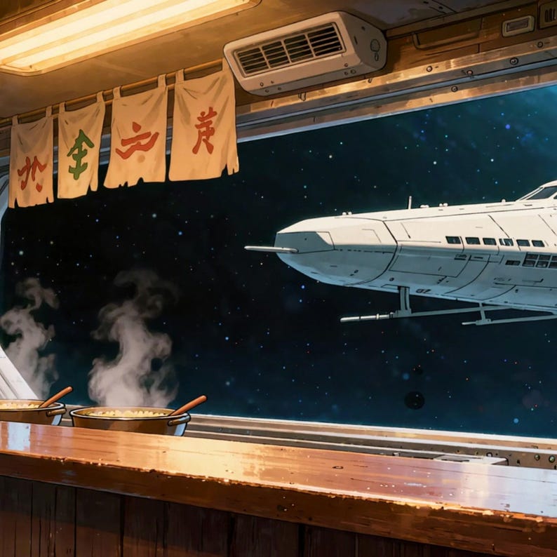 Cozy Space Diner Window Spaceship View Animated Background for VTuber Stream · 1080p MP4 image 2