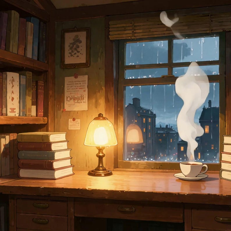 Cozy Rainy Window Study Animated Background for Desktop Wallpaper · 1080p MP4 image 2