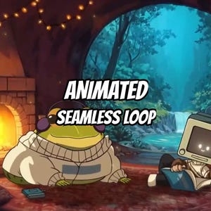 Lofi Frog Cottage Fireplace Animated Background for Streamers · 1080p MP4