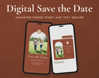 Animated Save the Date Video Template, Phone Story and Text Square, Digital Evite, Editable in Canva, Google Slides, PowerPoint