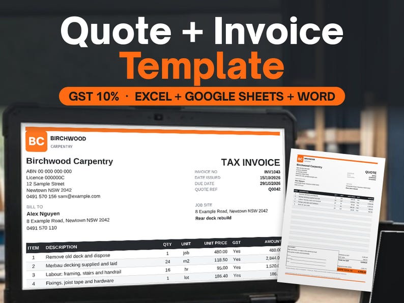 Invoice Template for Australian Tradies