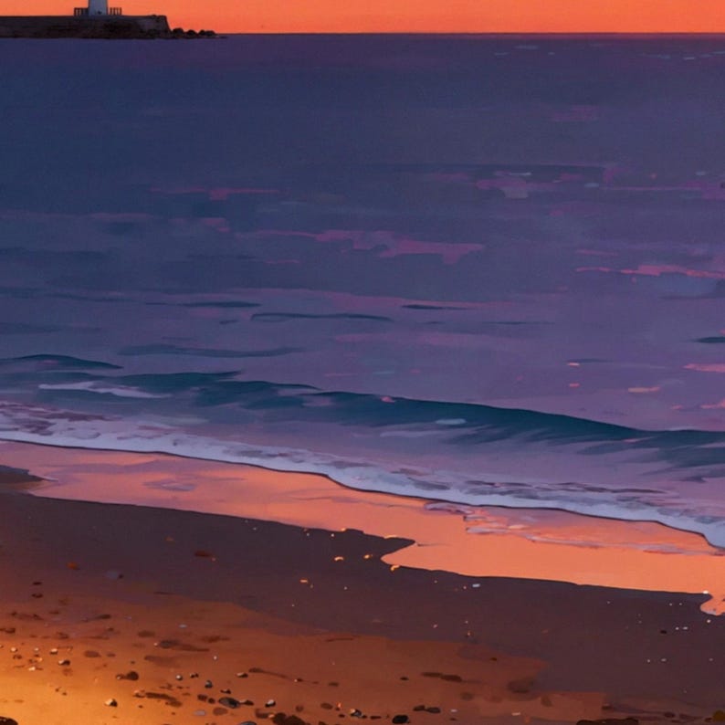 Cenário animado de pôr do sol com fogueira na praia aconchegante para streaming · 4K + 4K + 1080p MP4 imagem 2