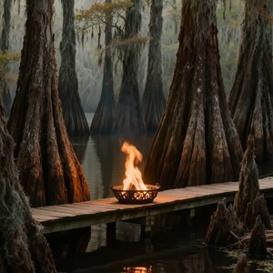 Mystical Bayou Fire Pit Animated Background for VTubers · 1080p MP4 image 2