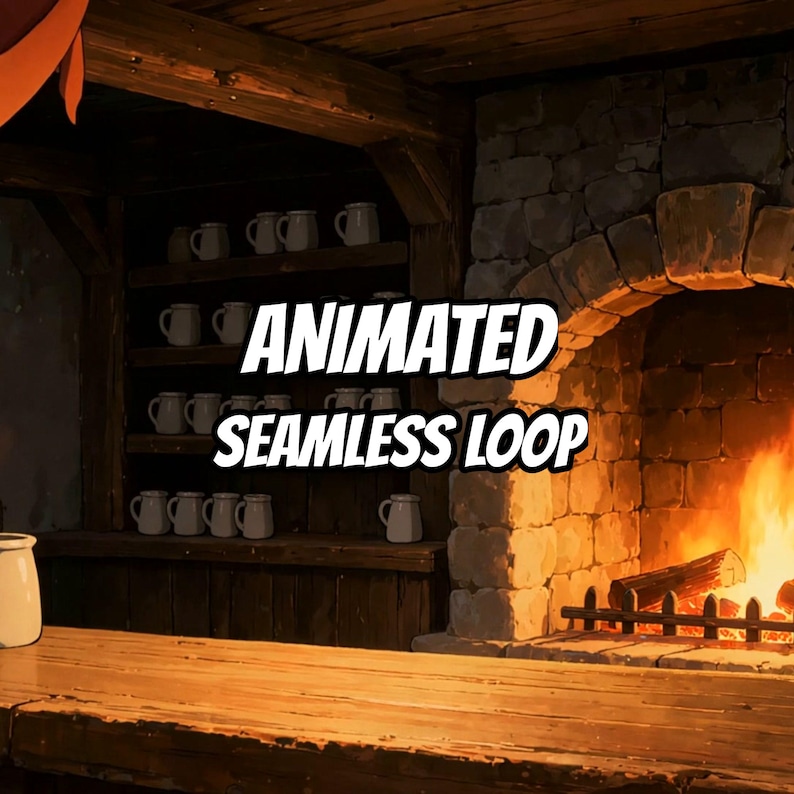 Cozy Tavern Fireplace Bar Animated Background for Spotify Canvas · 1080p MP4 image 1