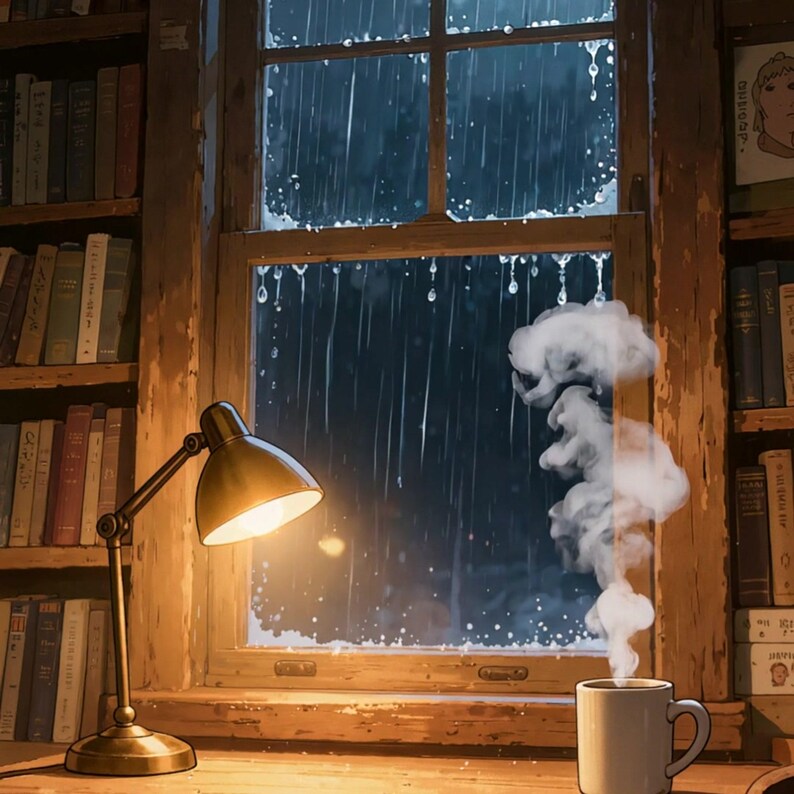 Cozy Rainy Window Desk Animated Background for Lofi Videos · 1080p MP4 image 2