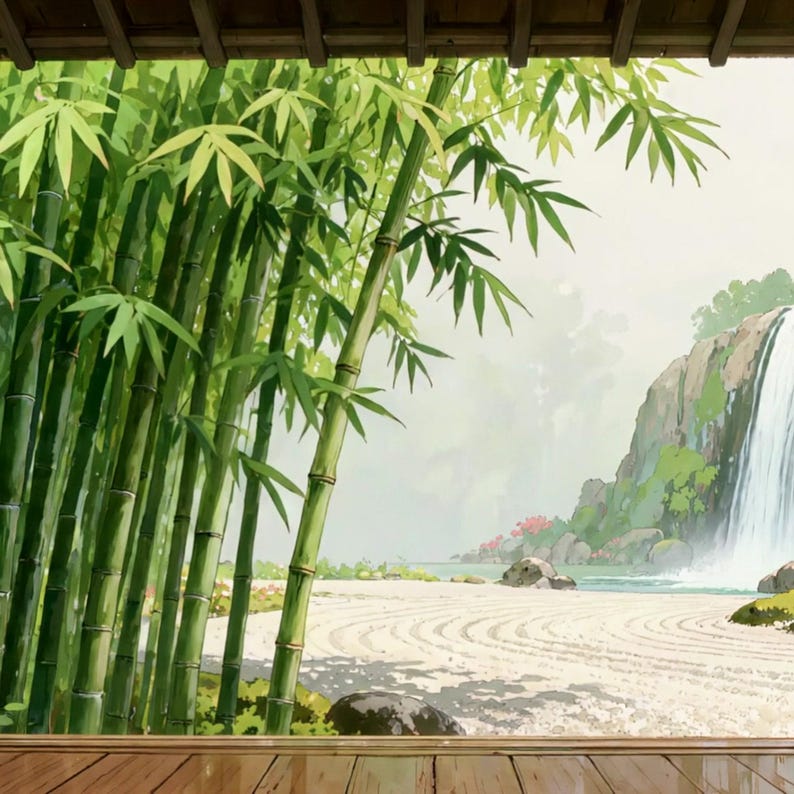 Zen Garden Waterfall Animated Background for Focus and Study · 1080p MP4 image 2
