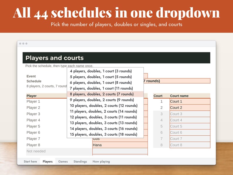 Pickleball Round Robin Schedule Spreadsheet, image 4