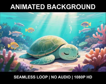 Sleeping Sea Turtle Coral Reef Animated Background for Lofi Videos · 1080p MP4