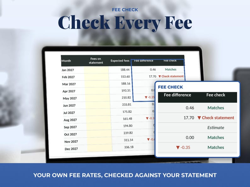 Small Business Bookkeeping Spreadsheet with Monthly Profit and Fee Dashboard, image 7