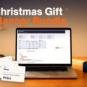 Weihnachtsgeschenkplaner-Paket: Budget-Tracker und Tabellen zur Verlosung von Geschenktausch-Namen