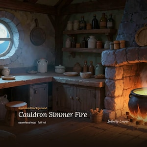 Cozy Moonlight Kitchen with Boiling Pot Animated Background for Stream Background · 1080p MP4