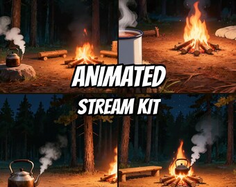Bald verfügbar: Twitch-Bildschirm-Kit, Waldlagerfeuer-Stream-Kit, Bin gleich wieder da, Offline-Ende, 1080p