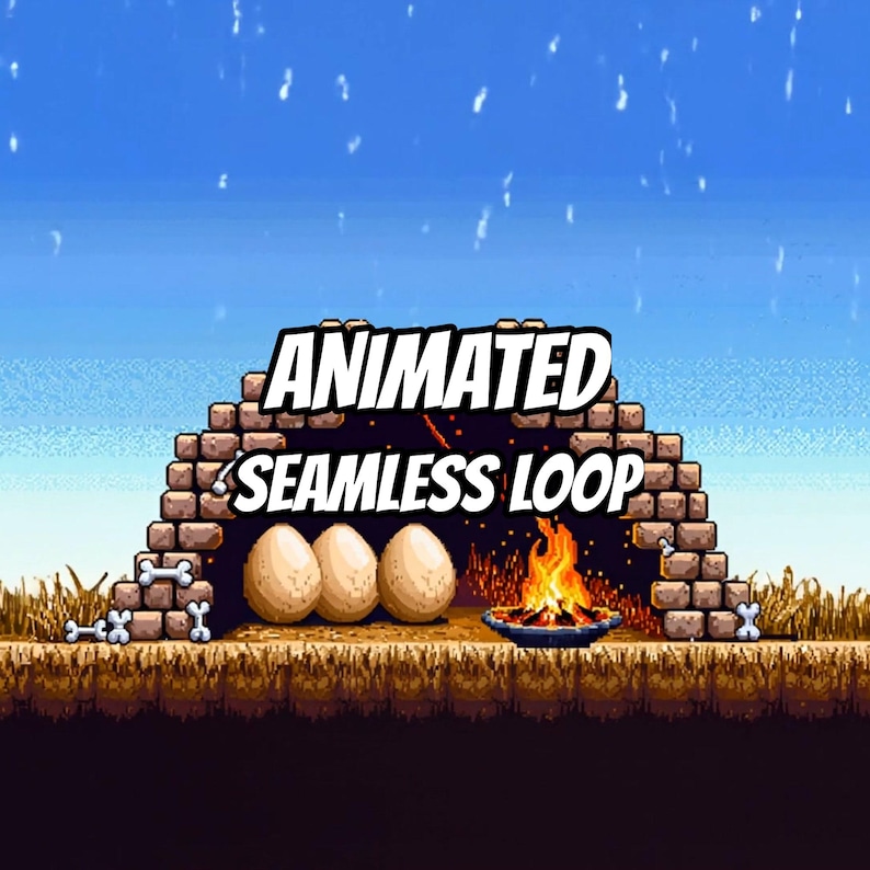 Cozy Pixel Cave Campfire Animated Background for Streaming · 1080p MP4 image 1
