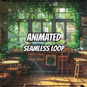 Sunlit Plant Cafe Interior Animated Background for Streaming · 1080p MP4