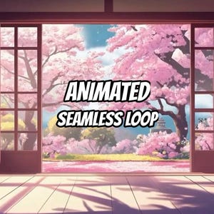 Animerad bakgrund med körsbärsblommor i japansk trädgård för Lofi och studier · 1080p MP4