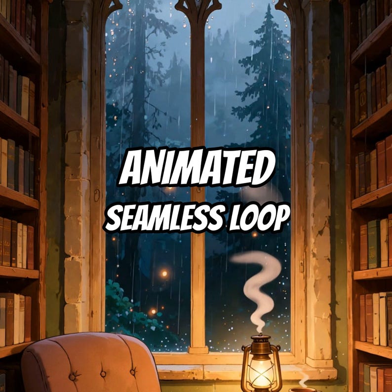 Cozy Rainy Forest Study Window Animated Background for Lofi Videos · 1080p MP4 image 1