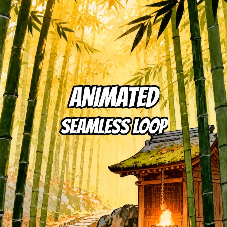 Golden Bamboo Forest Shrine Animated Background for VTubers · 1080p MP4 image 1