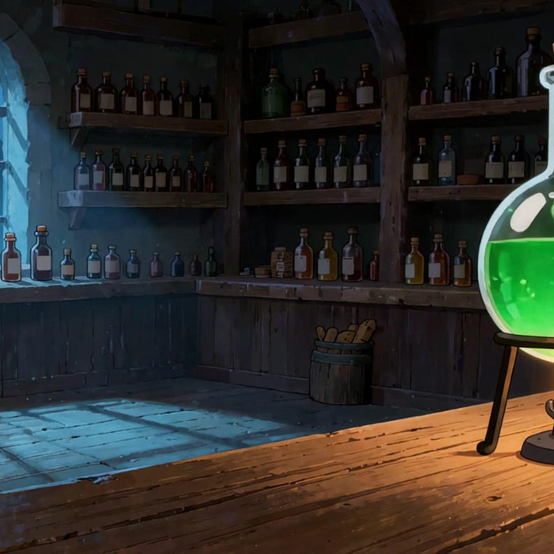 Moonlit Alchemist Lab with Bubbling Potion Live Wallpaper for Spotify Canvas · 1080p MP4 image 2
