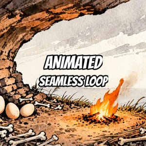 Ancient Cave Campfire Animated Background for VTubers · 1080p MP4 image 1