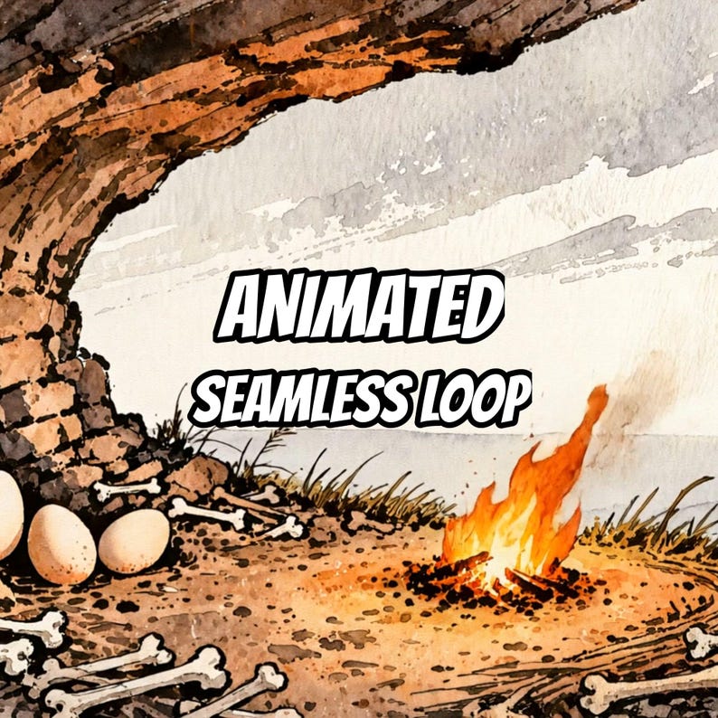 Ancient Cave Campfire Animated Background for VTubers · 1080p MP4 image 1