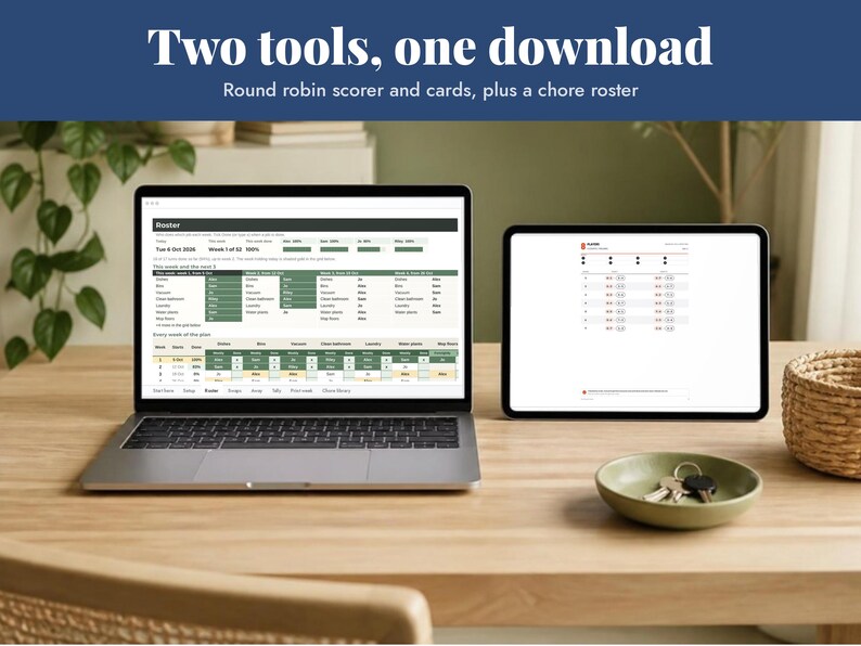 Round Robin Schedule Spreadsheet and Chore Chart Bundle, image 3
