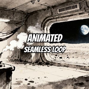 Cozy Lunar Window Base View Animated Background for Lofi Study Sessions · 1080p MP4 image 1