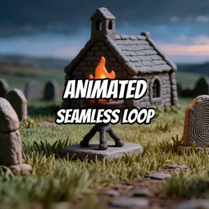 Eerie Night Graveyard Chapel Animated Background for VTubers · 1080p MP4 image 1